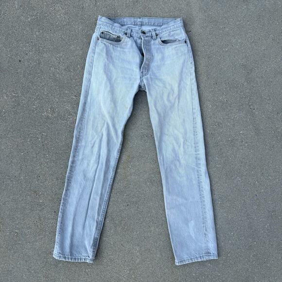 VTG 80s Levi’s 501 Button Fly Light Gray Original fit Straight Leg Jeans 33x34 - Picture 2 of 16